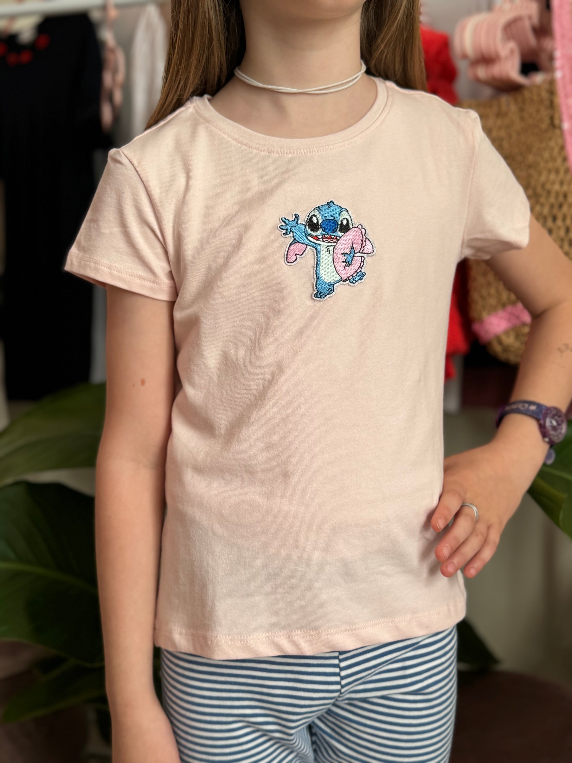 Maglietta stitch rosa tg. 4/5 anni