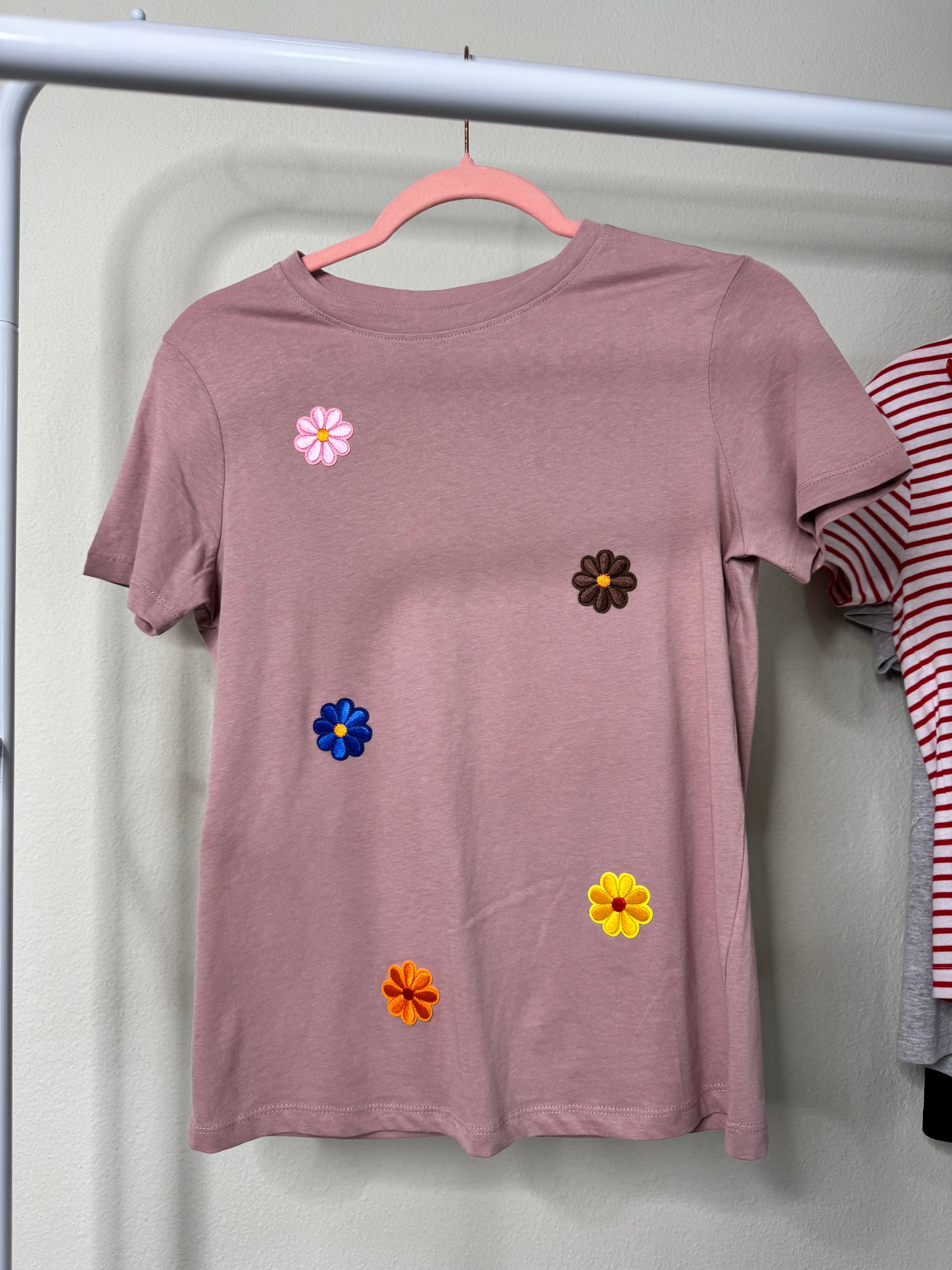 Maglia FLORA Donna rosa con fiori applicati taglia S